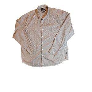 Kenneth Cole Button Down Shirt Mens 3X White Black Excellent Geometric Print
